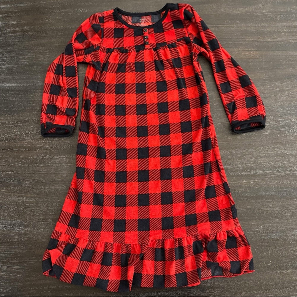 Carters Girls Red & Black Checkered Nightgown 4/5